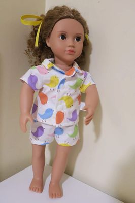 Doll pajamas bird print, fits 46cm doll