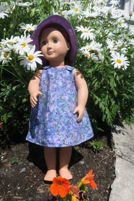 Doll dress and sunhat, purple, fits 46cm doll