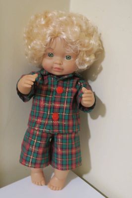 Doll Pajamas, Christmas check, fits 30cm  doll