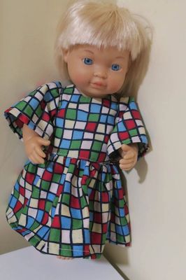 Doll dress - checker, fits 30cm dolls