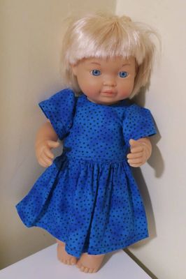 Doll dress blue with spots, fits 30cm  dolls