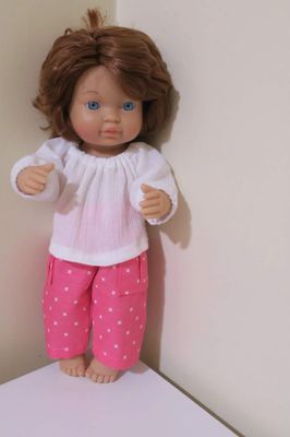 Pants and shirt, pink, fits 30cm doll