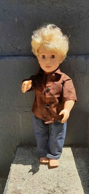 Brown shirt and pants, fits 46cm doll