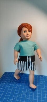 Shorts and shirt set, black and green, fits 46cm doll