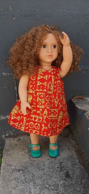 Red Dress, pinafore style, fits 46cm doll