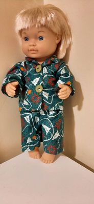 Pajamas, Green wax print, fits 30cm doll