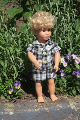 Pajamas, plaid, fits 46cm doll