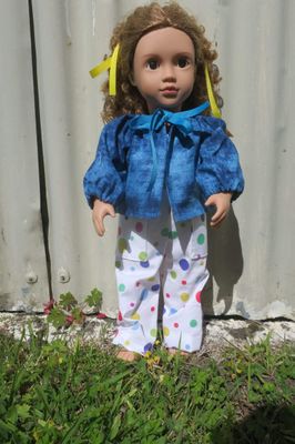 Doll overalls, white with spots + jacket - 46cm doll