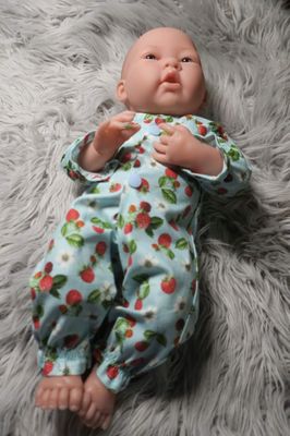 Baby Doll sleep suit, raspberry print, 36cm doll