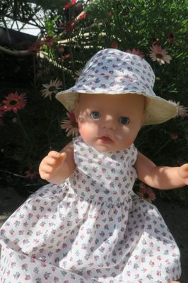 Baby doll dress, hearts, 43cm doll