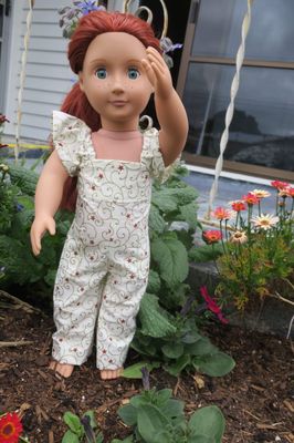 Doll overalls, Christmas spirals 46cm doll