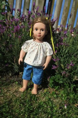 Doll cropped pants and shirt, Christmas swirls, 46cm doll