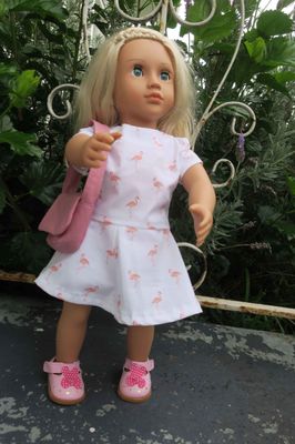 Flamingo dress and skirt, 46cm doll