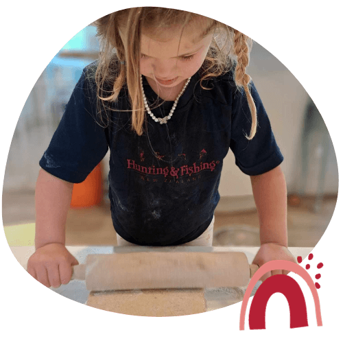 girl with rolling pin