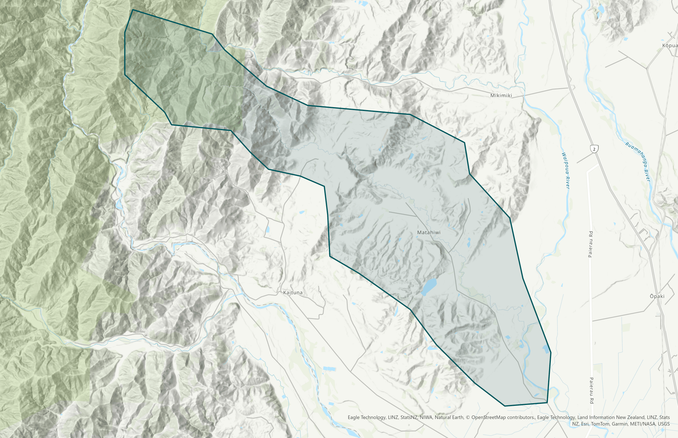 Map of Wakamoekau Catchment Group