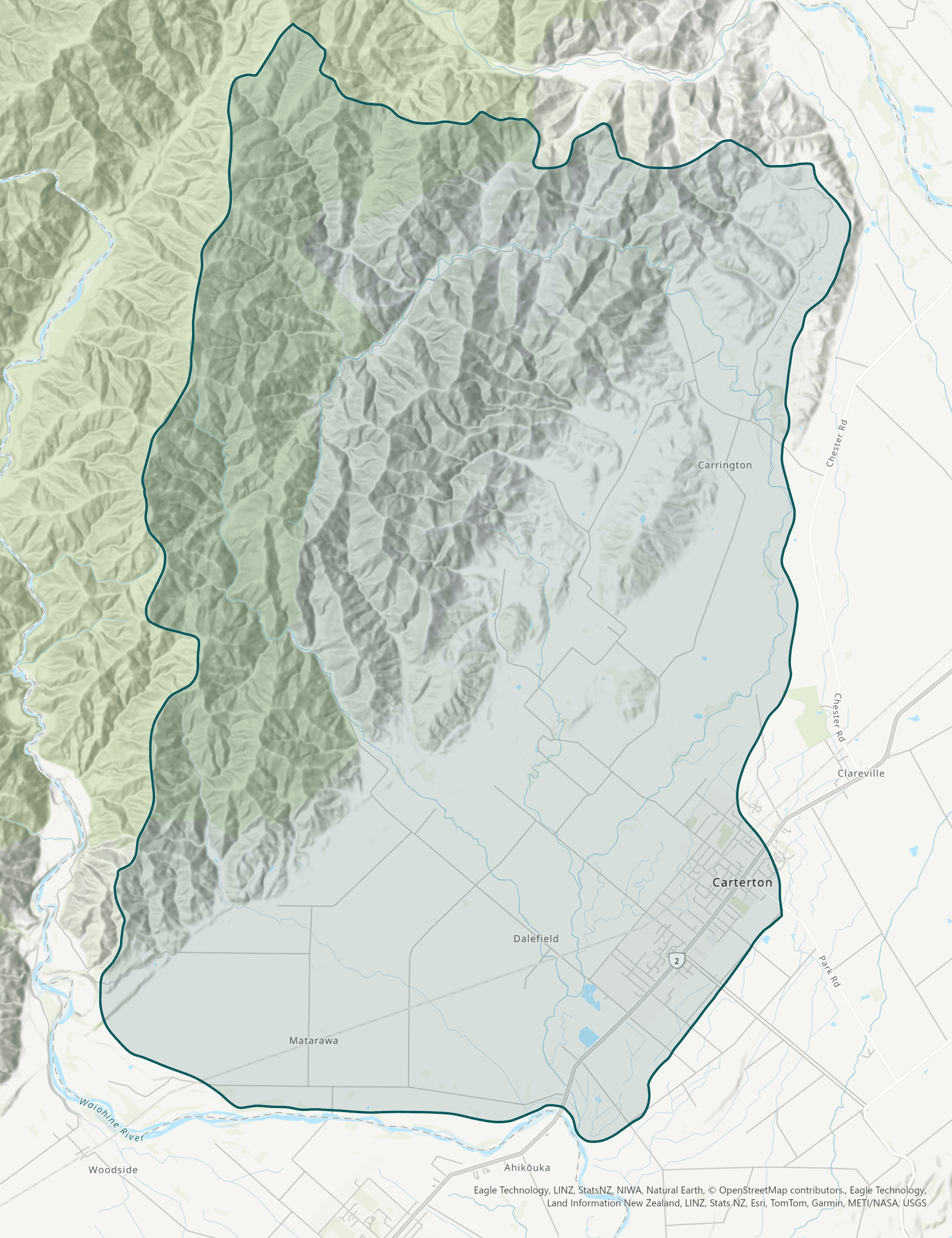 Map of Wakamoekau Catchment Group