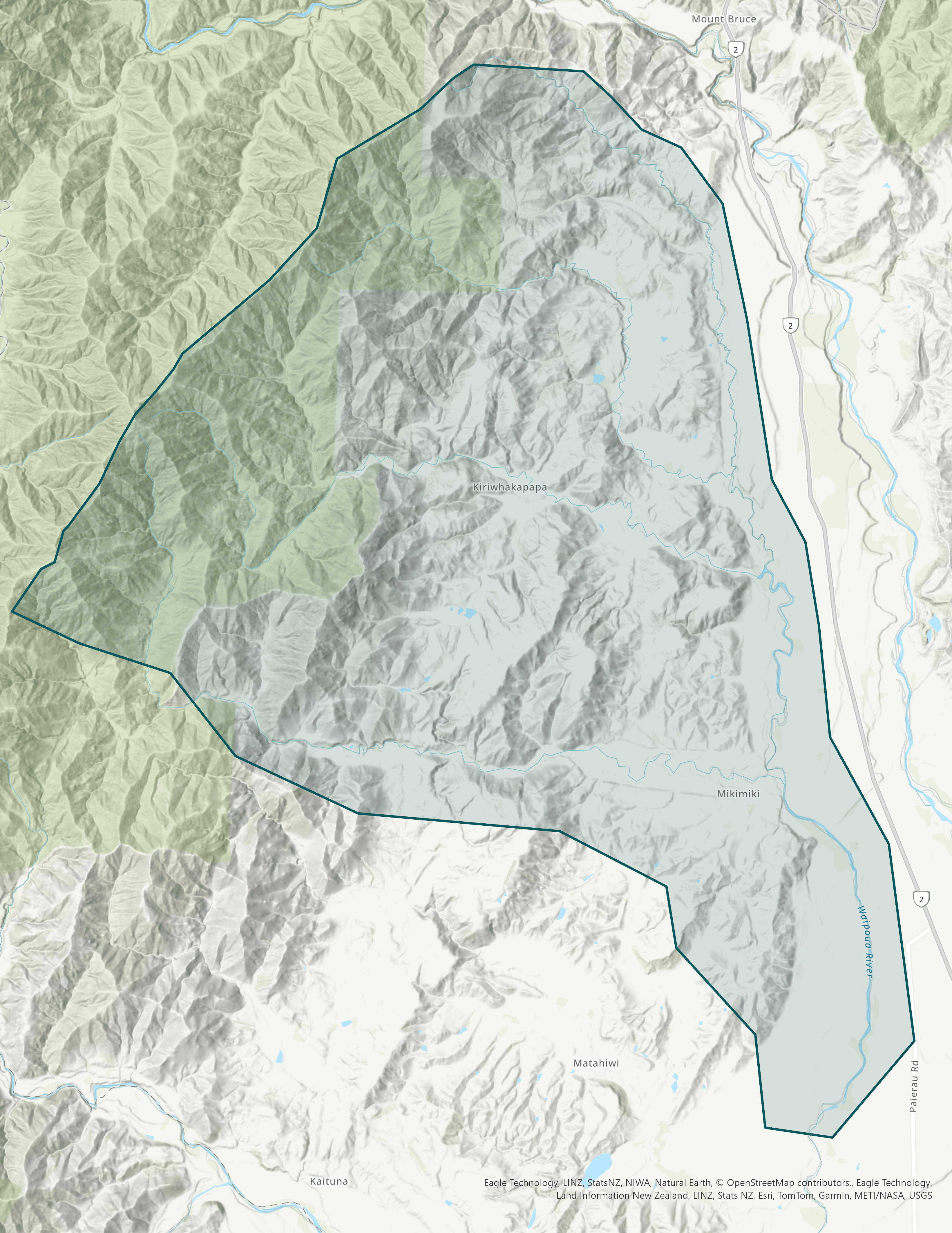 Map of Wakamoekau Catchment Group