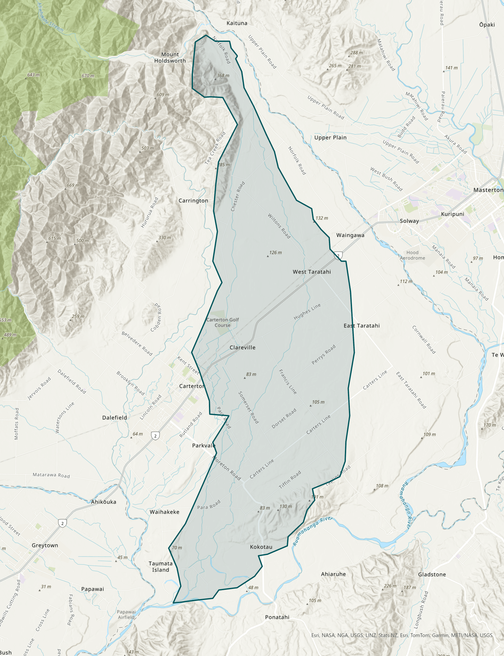 Map of Wakamoekau Catchment Group