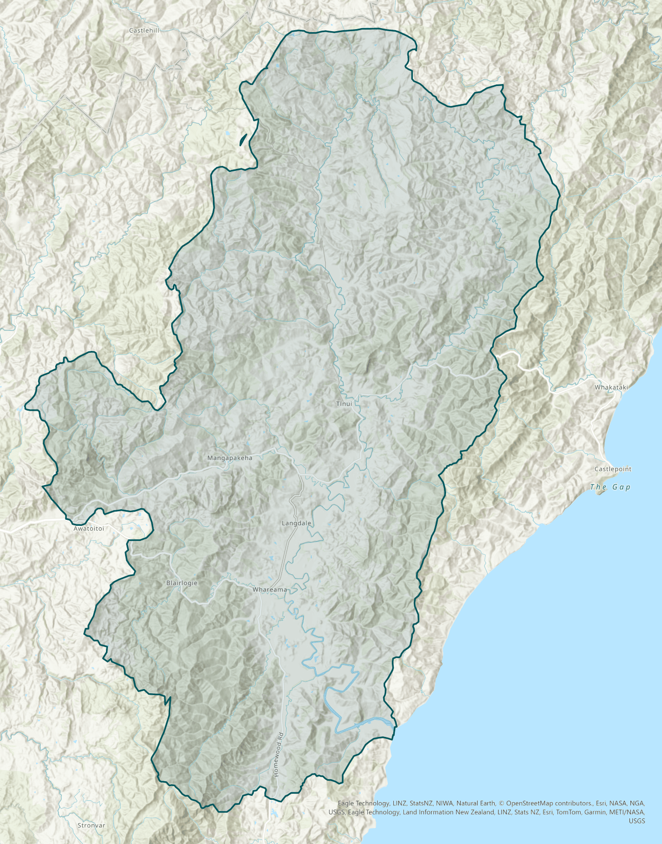 Map of Wakamoekau Catchment Group