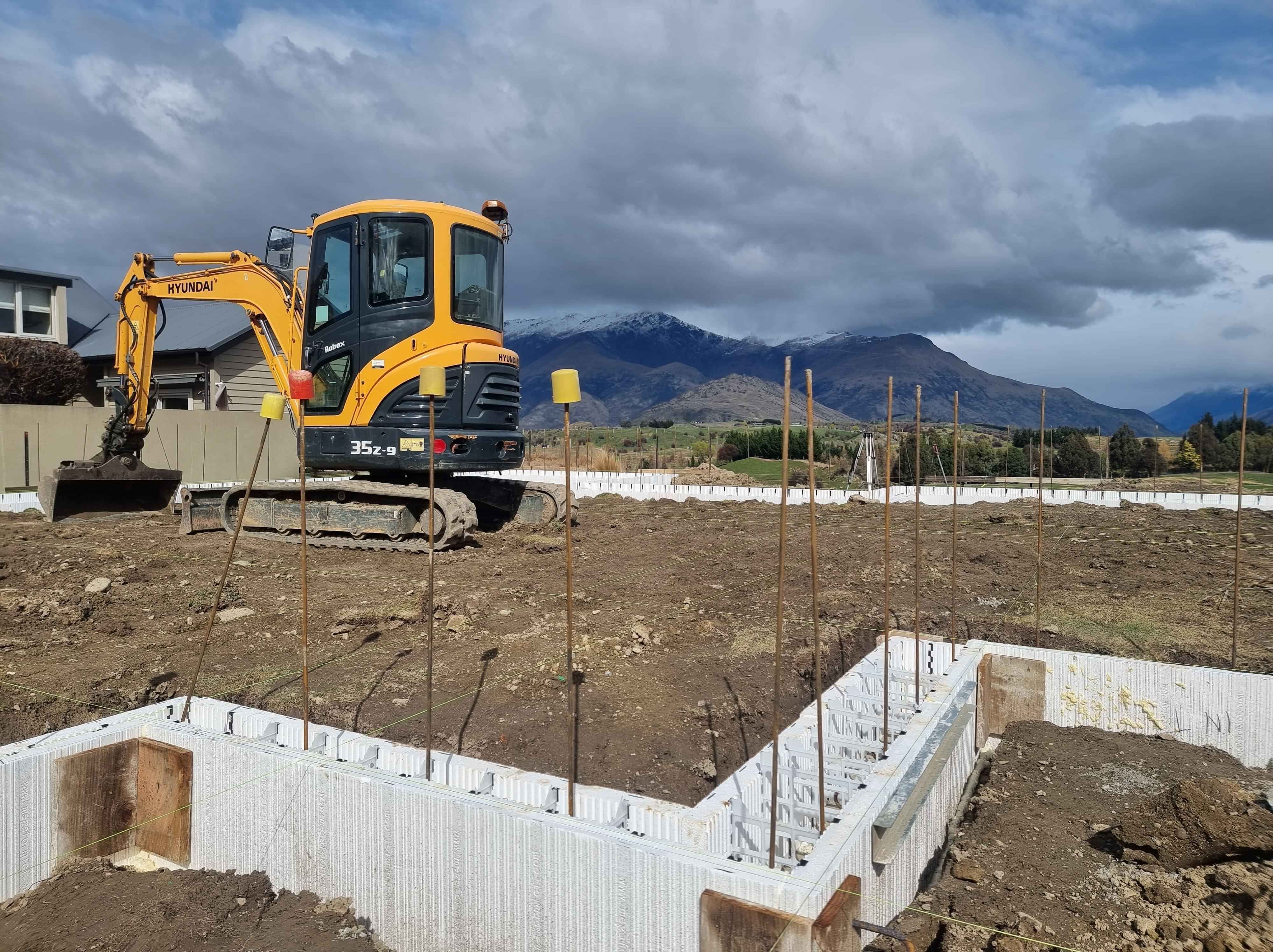 Preparing site foundations in Queenstown. NZ.