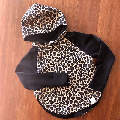 Curved hem hoody - Leopard