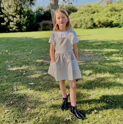 Cord bib dress