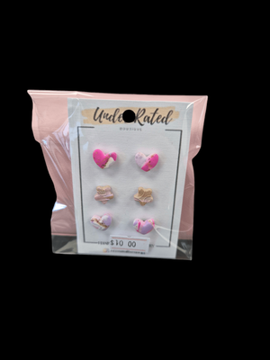 6 Pack Studs Pink/White