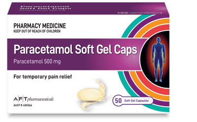 AFT Paracetamol 500mg 50 Soft Gel Liquid Capsules