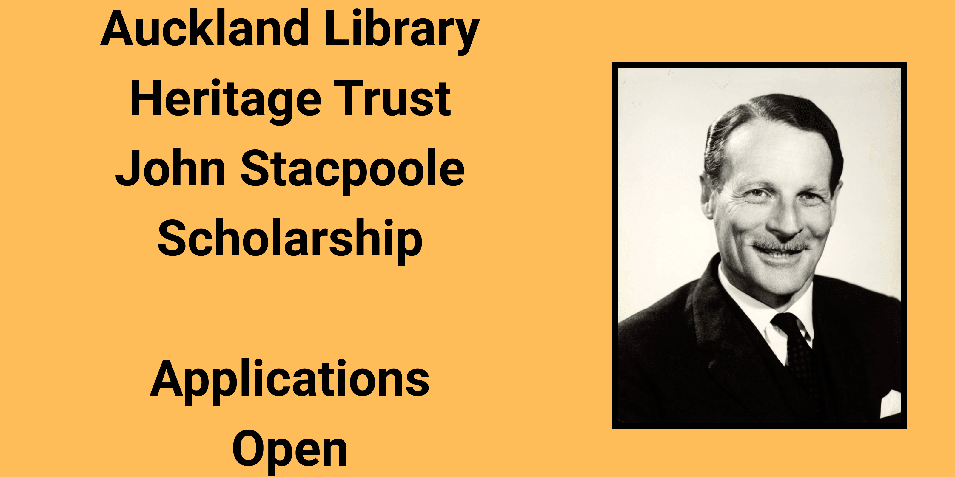 'ALHT John Stacpoole Scholarship. Applications open.' Photo of John Stacpoole.