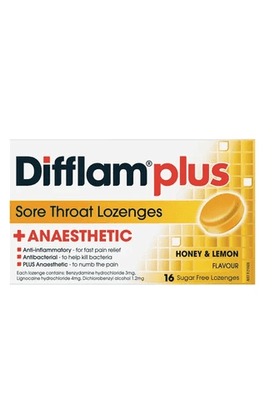 Difflam Lozenge Plus Anaesthetic Honey and Lemon 16