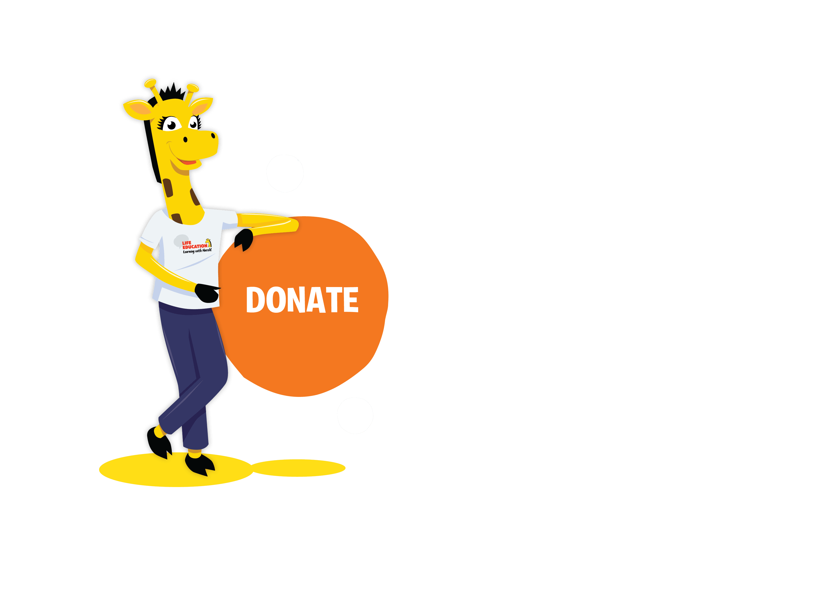 Harold the giraffe student applauding the help of our supporters
