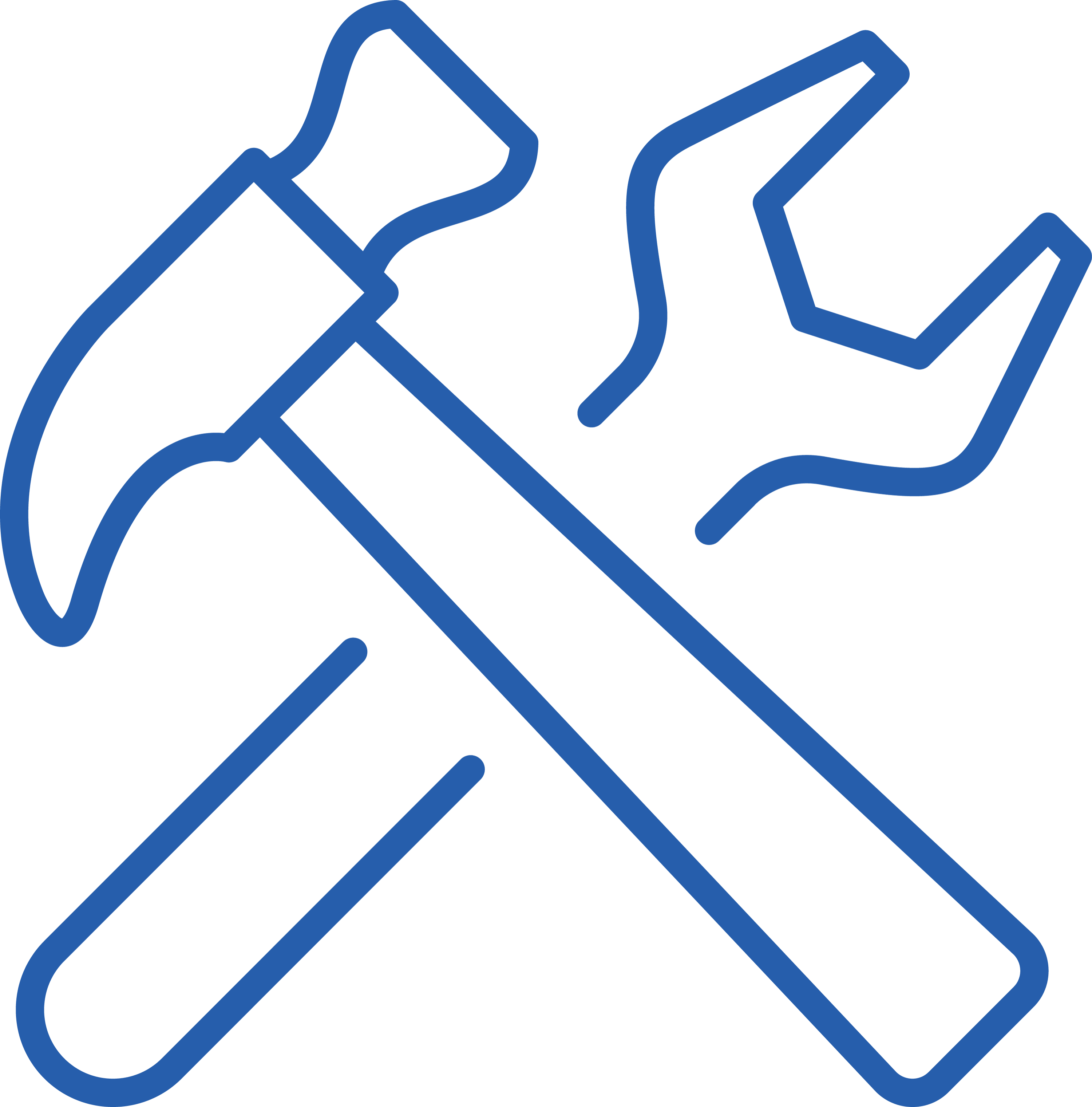Image of blue icon representing hammer and screwdriver.