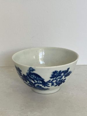 Antique First Period Worcester Porcelain Birds in Branches Bowl c. 1770-85