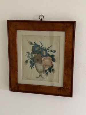 Georgian Painting of Flowers on Rice Paper by Joseph Roberts