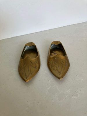 Pair of Vintage Brass Shoe Ashtrays