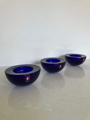 Set of Three Cobalt Blue Iittala Ballo Candelholders - Annaleena Hakatie, Finland
