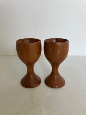 Pair of Mid-century Teak Egg Cups - Karl Holmberg, Sweden