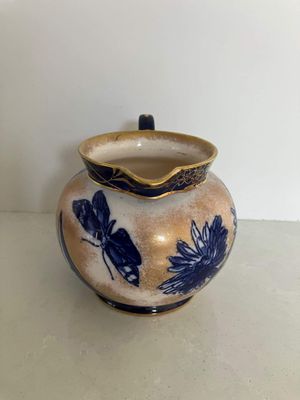 Royal Doulton Cobalt Blue and Gold Iris and Butterfly Jug