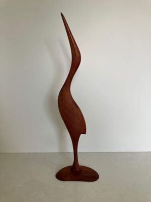 Mid-Century Teak Heron or Crane Sculpture