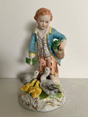 Carl Thieme Figurine - Boy Feeding Birds - c. 1900