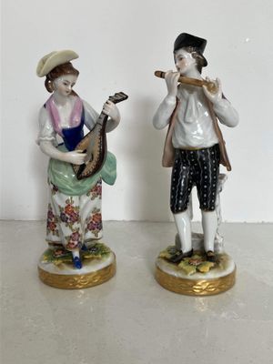 Pair of Aelteste Volkstedt Musician Figurines c.1900