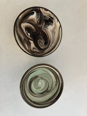 Pair of Paul Walshe small dishes - NZ studio pottery c.1970s/1980s