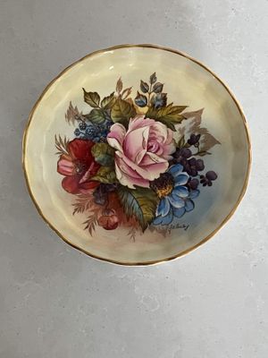 Aynsley Cabbage Rose Dish Hand Painted by J. A. Bailey