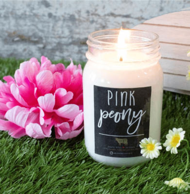 Milkhouse Candle Co Farmhouse Mason Jar Candle Pink Peony