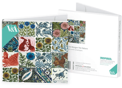 Museums &amp; Galleries V &amp; A William De Morgan Tile Designs 8 Pack Blank Notecards Wallet