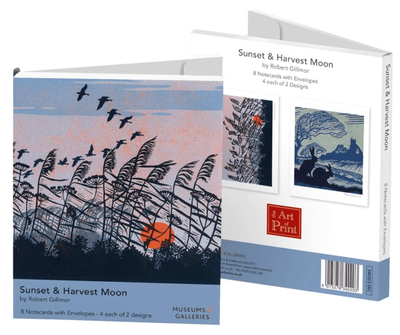 Museums &amp; Galleries Sunset &amp; Harvest Moon 8 Pack Blank Notecards Folio