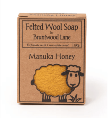 Bruntwood Lane Felted Wool Soap Manuka Honey 100gr Bar