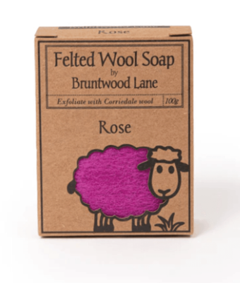 Bruntwood Lane Felted Wool Soap Rose 100gr Bar