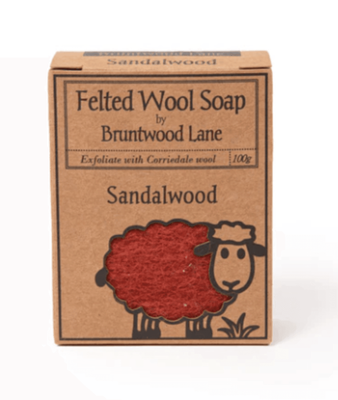 Bruntwood Lane Felted Wool Soap Sandalwood 100gr Bar