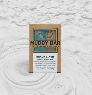 Muddy Bar Soap Beach Linen Infused with Patchouli, Orange &amp;  Parsley Leaf 95gr Bar